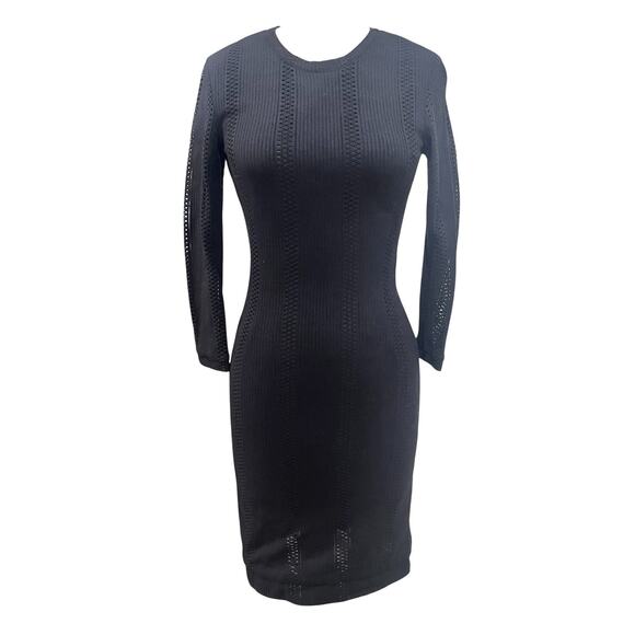Rag & Bone Ribbed Stretch Black Bodycon Long Sleeve Dress Size 2 - Picture 1 of 9